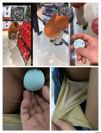 我和媽媽媽媽戴著跳蛋逛商場，出門被掃地阿姨發現了，回來褲子濕透