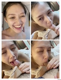 可愛的丸子頭女孩幫我口交