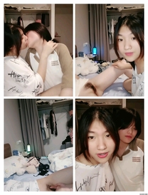 【高中同學女拉拉同居生活】互相舌吻捏胸，幫妹妹扣逼弄了滿手淫水，爽完姐妹倆互換幫對方扣爽